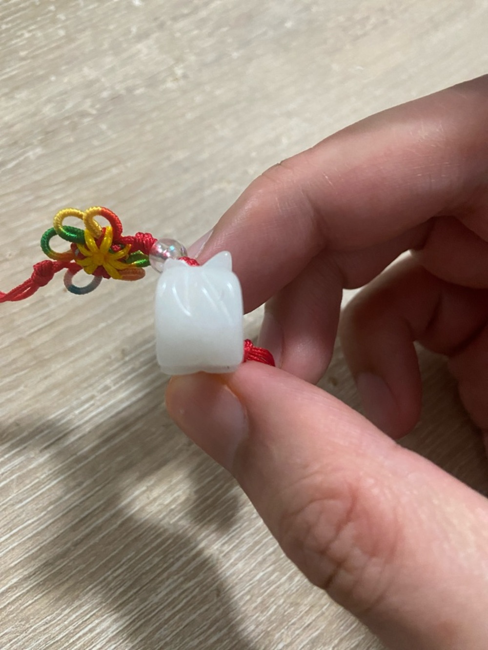 White Rabbit Jade Charm Accessory with Red Cord - Picture 4 of 5